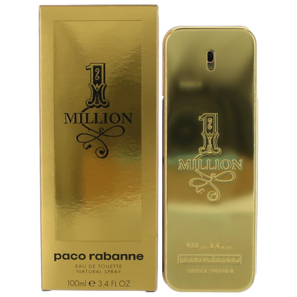 Bottle of 1 Million by Paco Rabanne, 3.4 oz Eau De Toilette Spray for Men