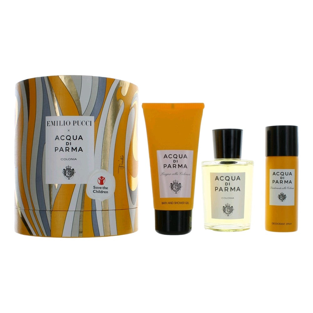 Bottle of Acqua Di Parma x Emilio Pucci Colonia by Acqua Di Parma, 3 Piece Gift Set for Unisex