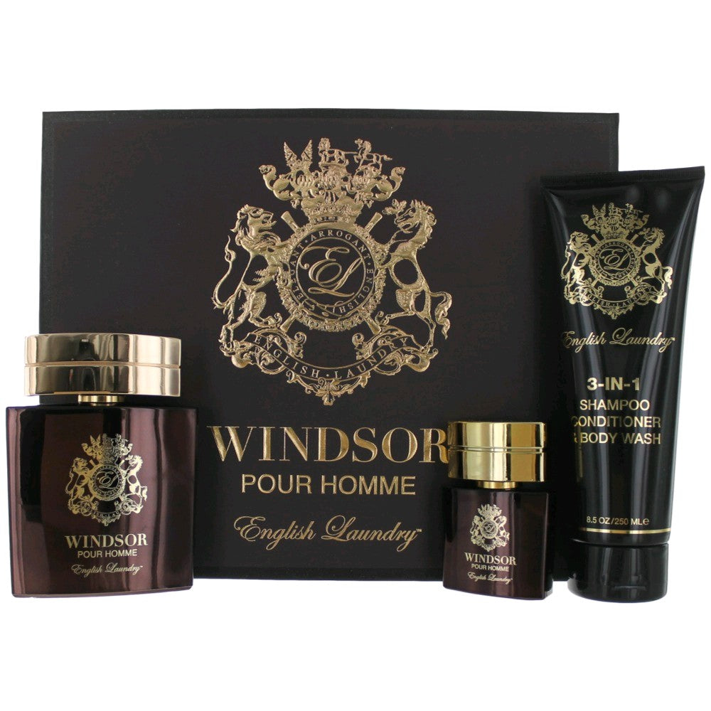 Bottle of Windsor by English Laundry, 3 Piece Gift Set for Men