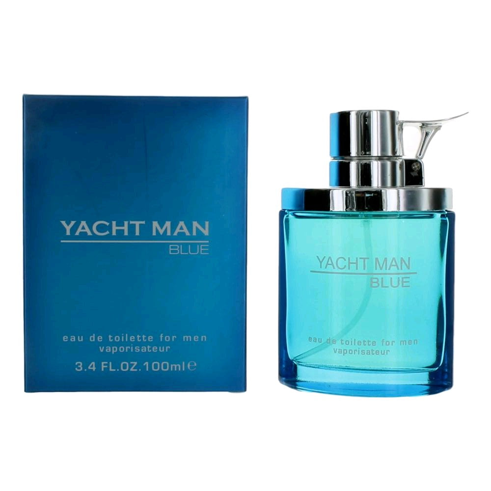Bottle of Yacht Man Blue by Myrurgia, 3.4 oz Eau De Toilette Spray for Men