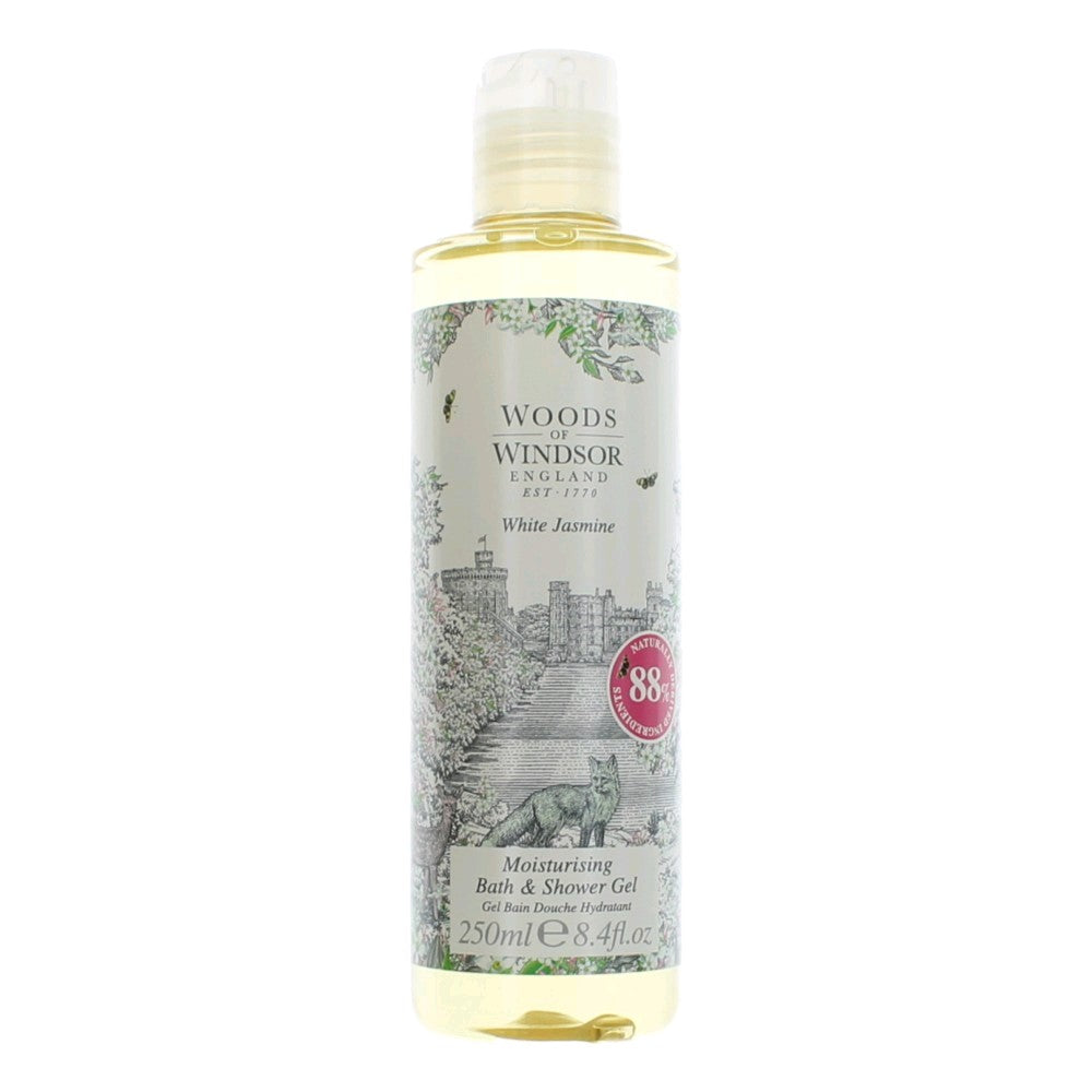 Bottle of Woods Of Windsor White Jasmin by Woods Of Windsor, 8.4 oz Moisturising Bath and Showe Gel for Women