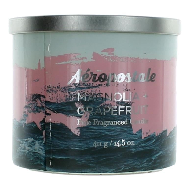 Jar of Aeropostale 14.5 oz Soy Wax Blend 3 Wick Candle - Magnolia & Grapefruit