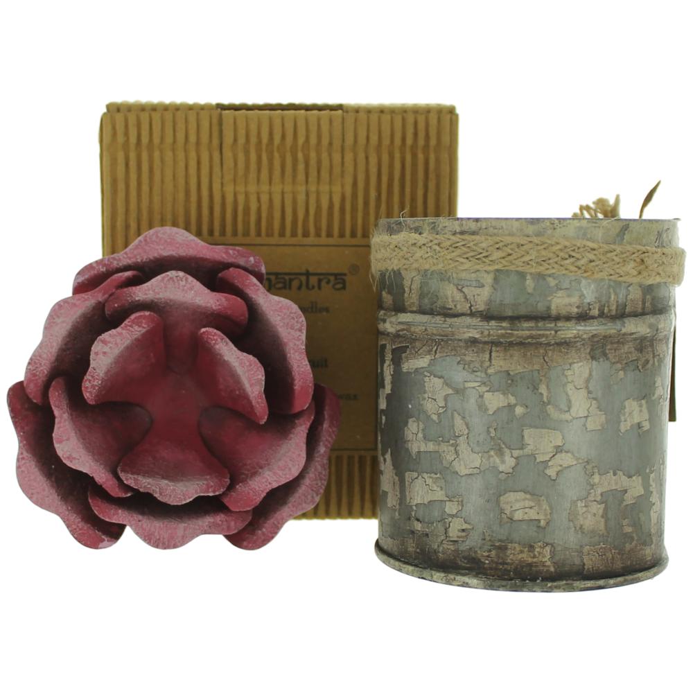 Jar of Bali Mantra Handmade Scented Candle In Rose Tin - Peach Grapefruit