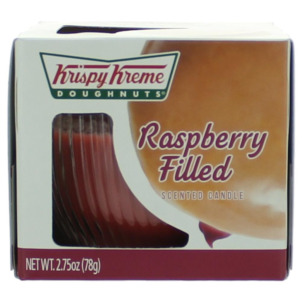 Package of Krispy Kreme Scented Candle 2.75 oz Jar - Raspberry Filled