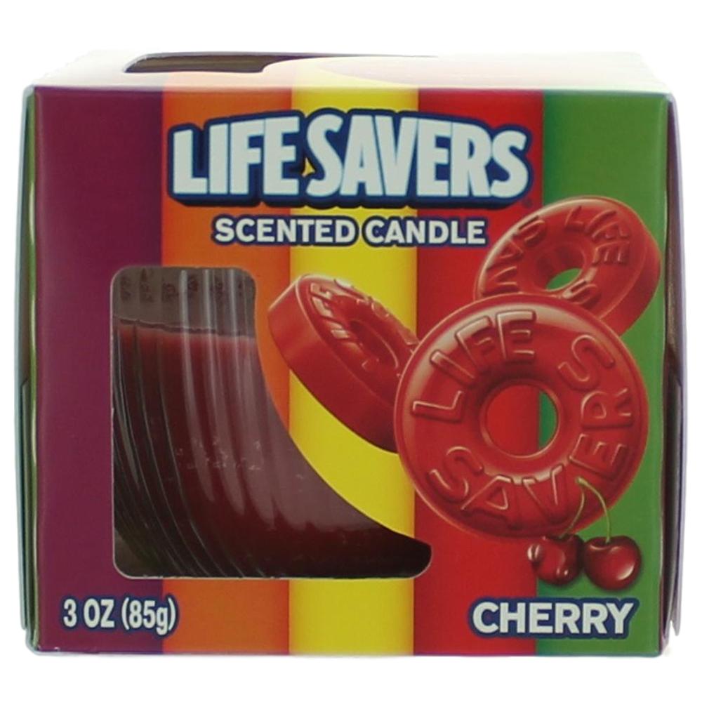 Package of Life Savers Scented Candle 3 oz Jar - Cherry