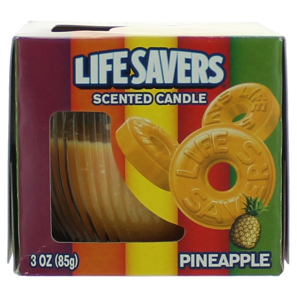 Package of Life Savers Scented Candle 3 oz Jar - Pineapple