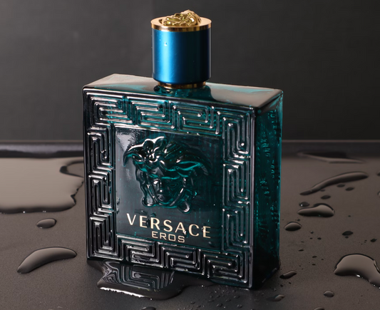 musky blue bottle of versace eros cologne