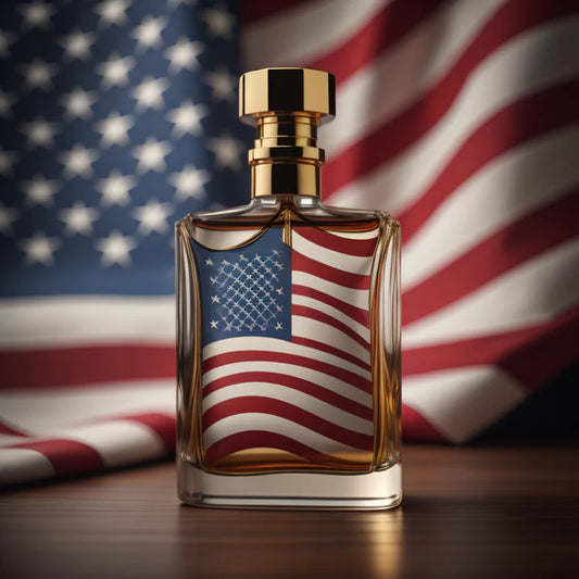 bottle of cologne with US flag design