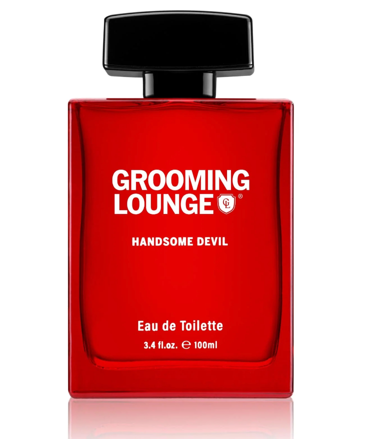 3.4 oz bottle of grooming lounge's handsome devil cologne edt