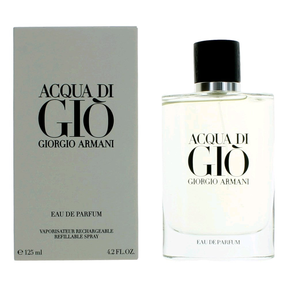 Bottle of Acqua Di Gio by Giorgio Armani, 4.2 oz Eau De Parfum Spray Refillable for Men