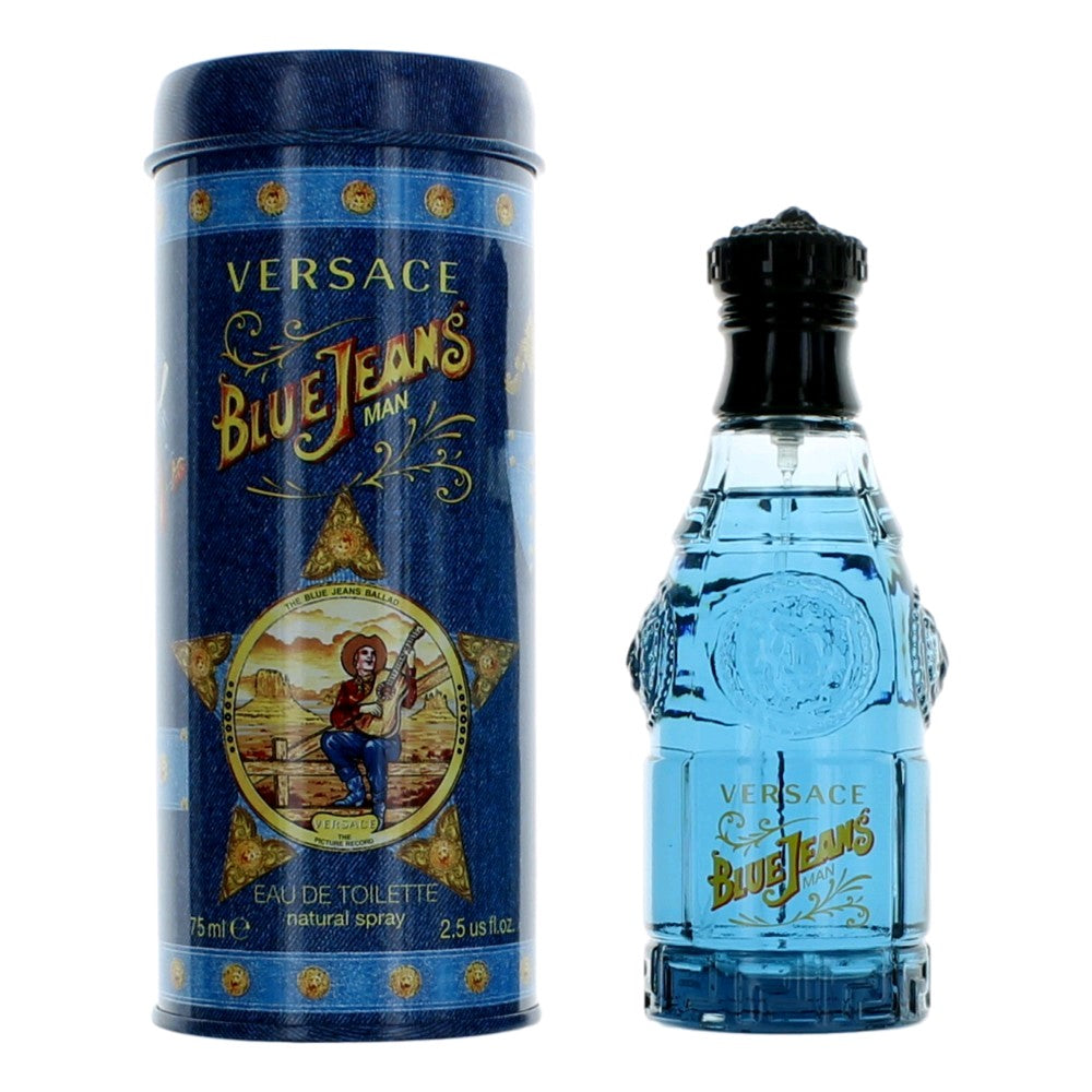 Bottle of Blue Jeans by Versace, 2.5 oz Eau De Toilette Spray for Men