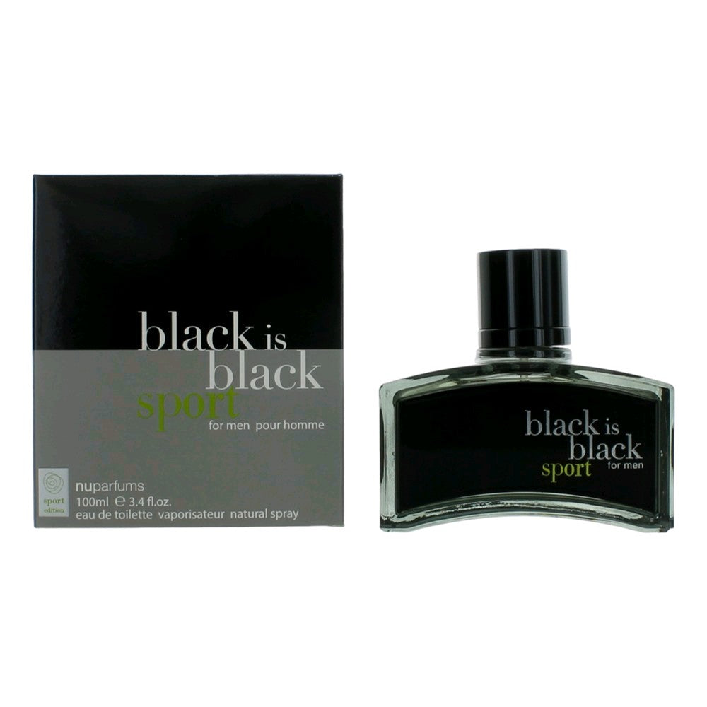 Bottle of Black is Black Sport by NuParfums, 3.4 oz Eau De Toilette Spray for Men