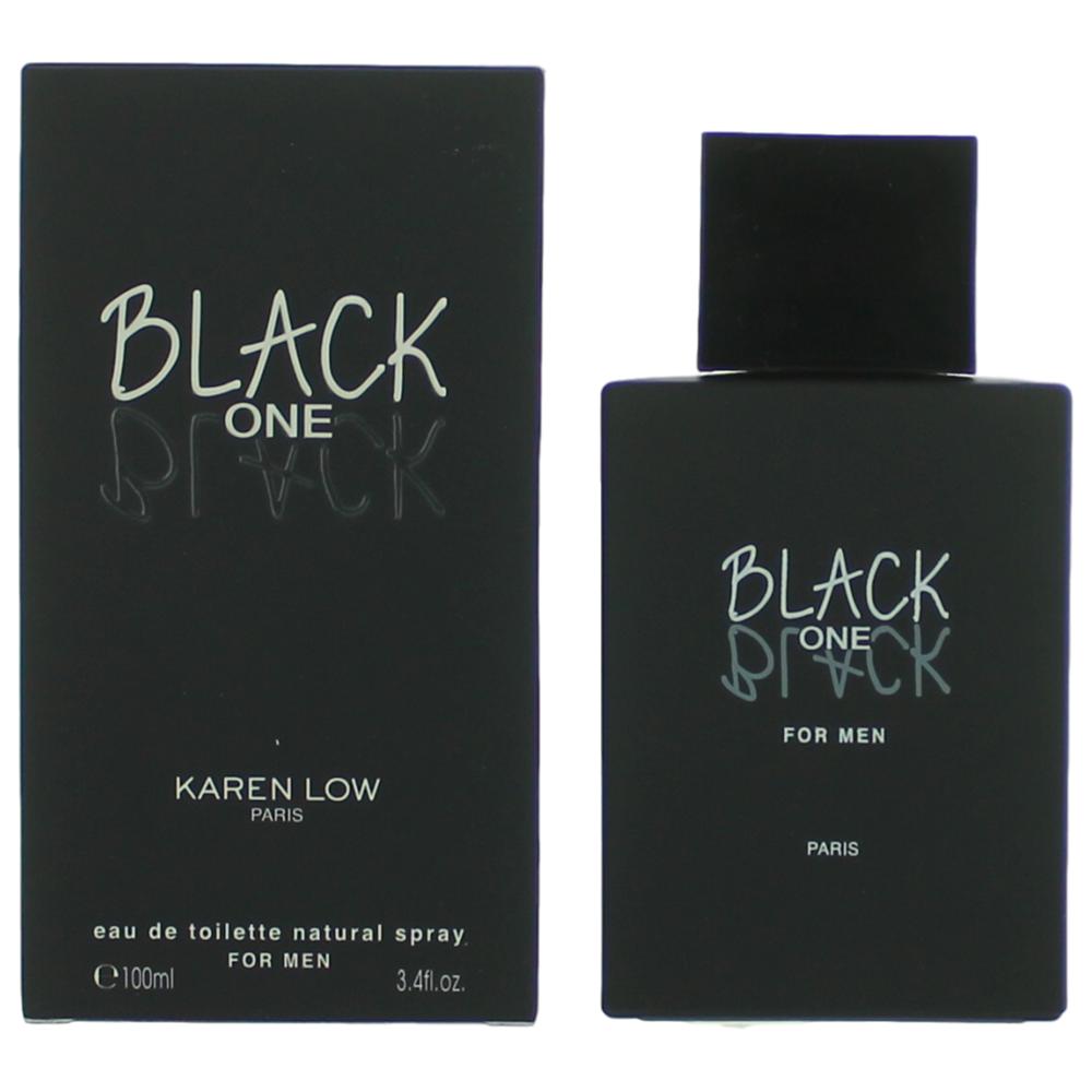 Bottle of Black One Black by Karen Low, 3.4 oz Eau De Toilette Spray for Men