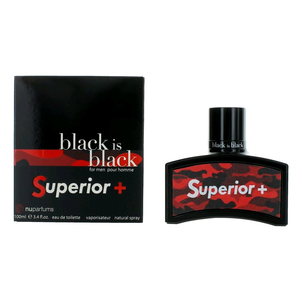 Bottle of Black is Black Superior by Nu Parfumes, 3.4 oz Eau de Toilette Spray for Men