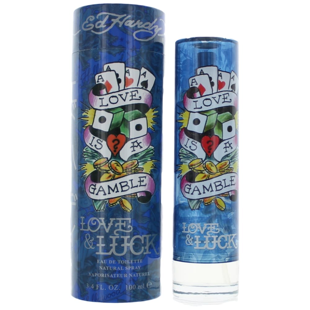 Bottle of Ed Hardy Love & Luck by Christian Audigier, 3.4 oz Eau De Toilette Spray for Men
