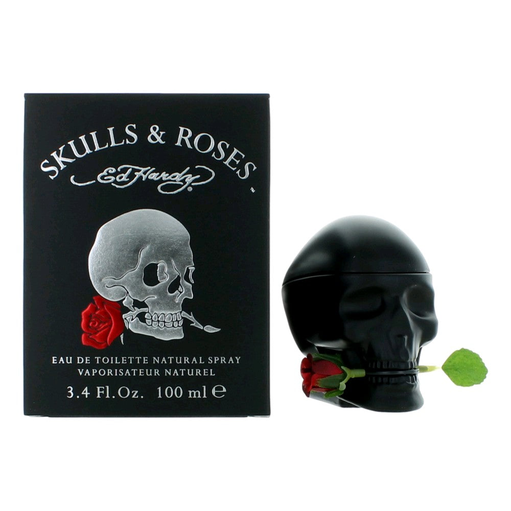Bottle of Ed Hardy Skulls and Roses by Ed Hardy, 3.4 oz Eau De Toilette Spray for Men