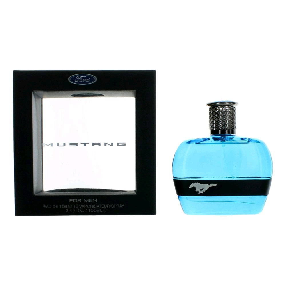 Bottle of Mustang Blue by Mustang, 3.4 oz Eau De Toilette Spray for Men