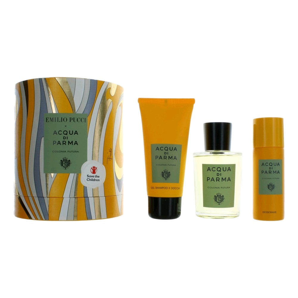 Bottle of Acqua Di Parma x Emilio Pucci Colonia Futura by Acqua Di Parma, 3 Piece Gift Set for Unisex