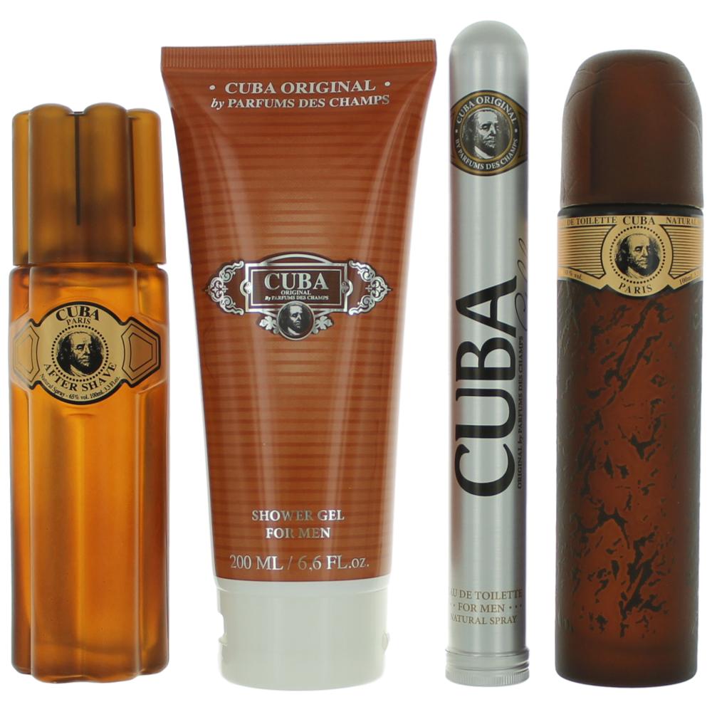 Bottle of Cuba Gold by Cuba, 4 Piece Gift Set for Men