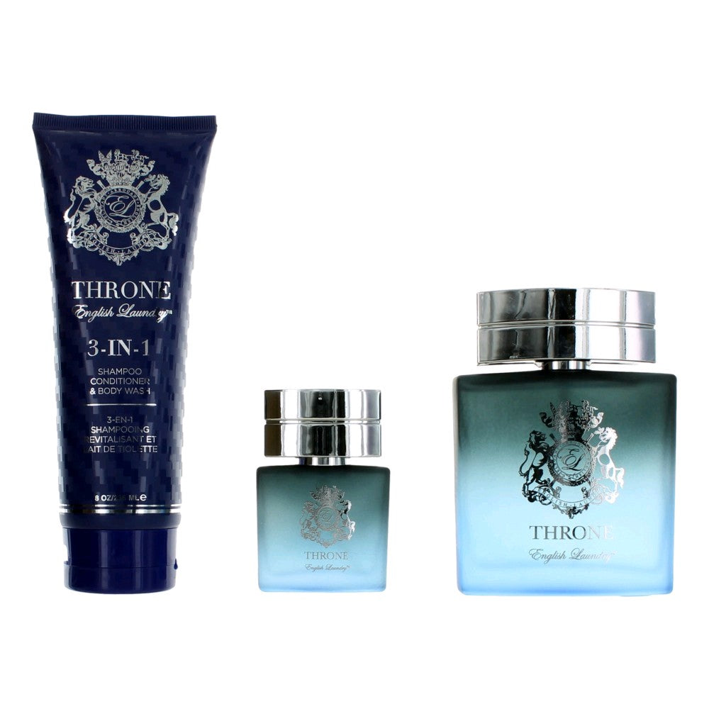 Bottle of Throne by English Laundry, 3 Piece Gift Set for Men