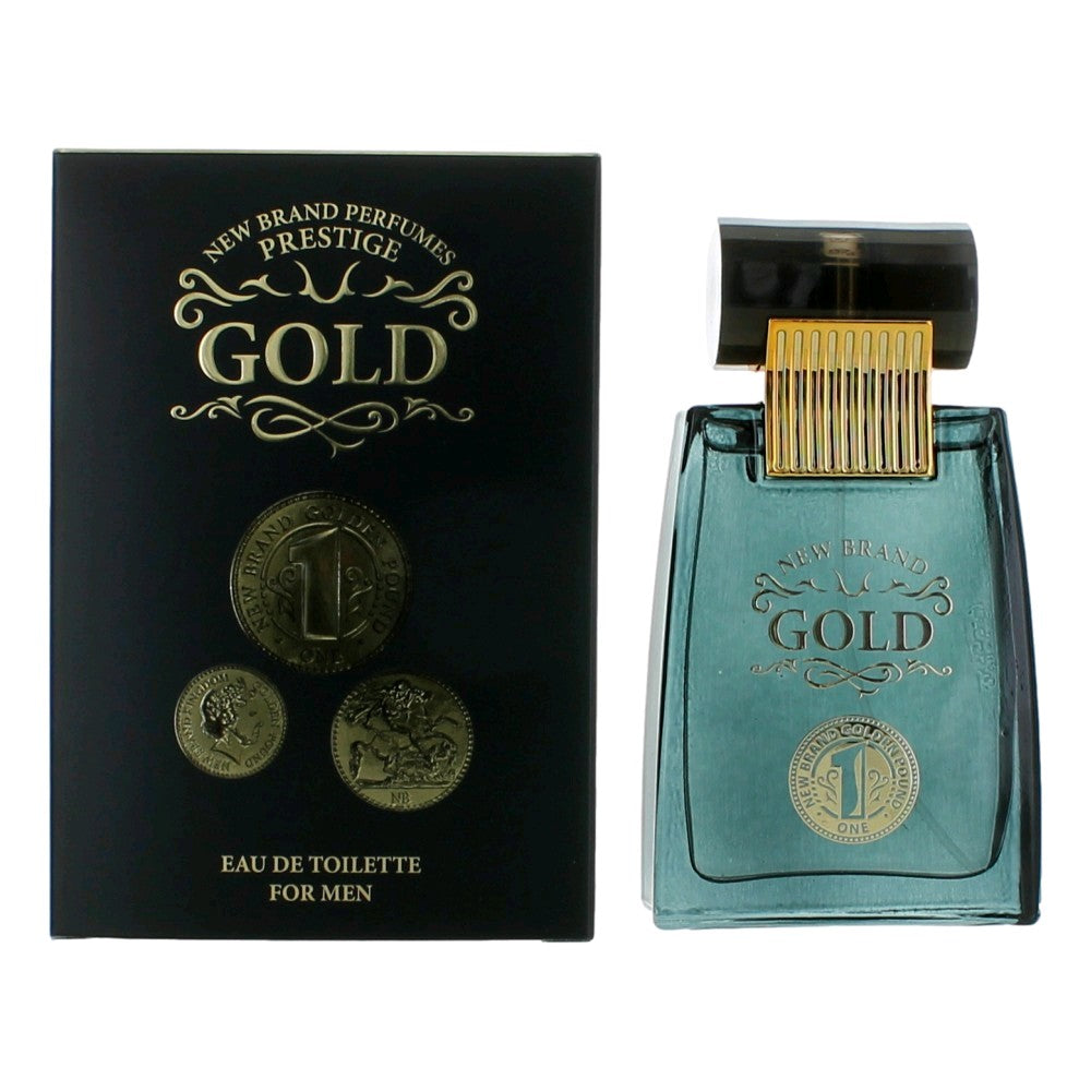 Bottle of Gold by New Brand, 3.3 oz Eau De Toilette Spray for Men