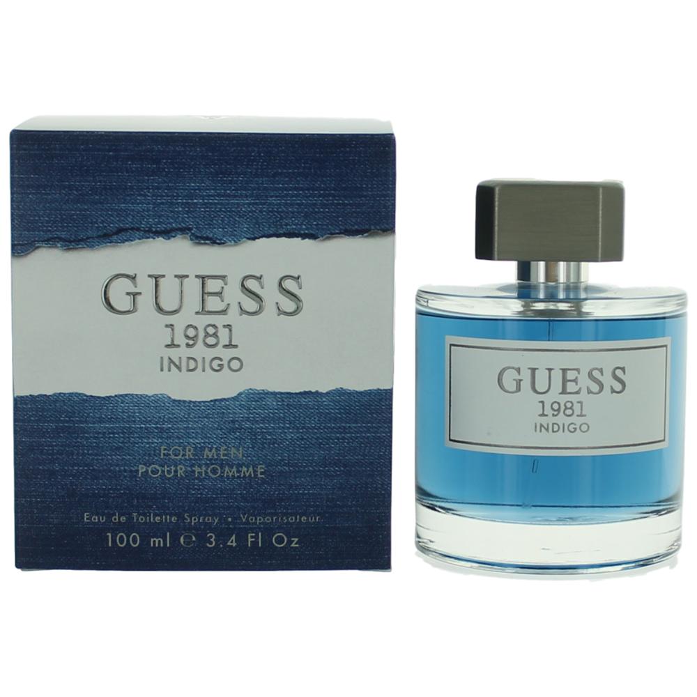 Bottle of Guess 1981 Indigo by Guess, 3.4 oz Eau De Toilette Spray for Men