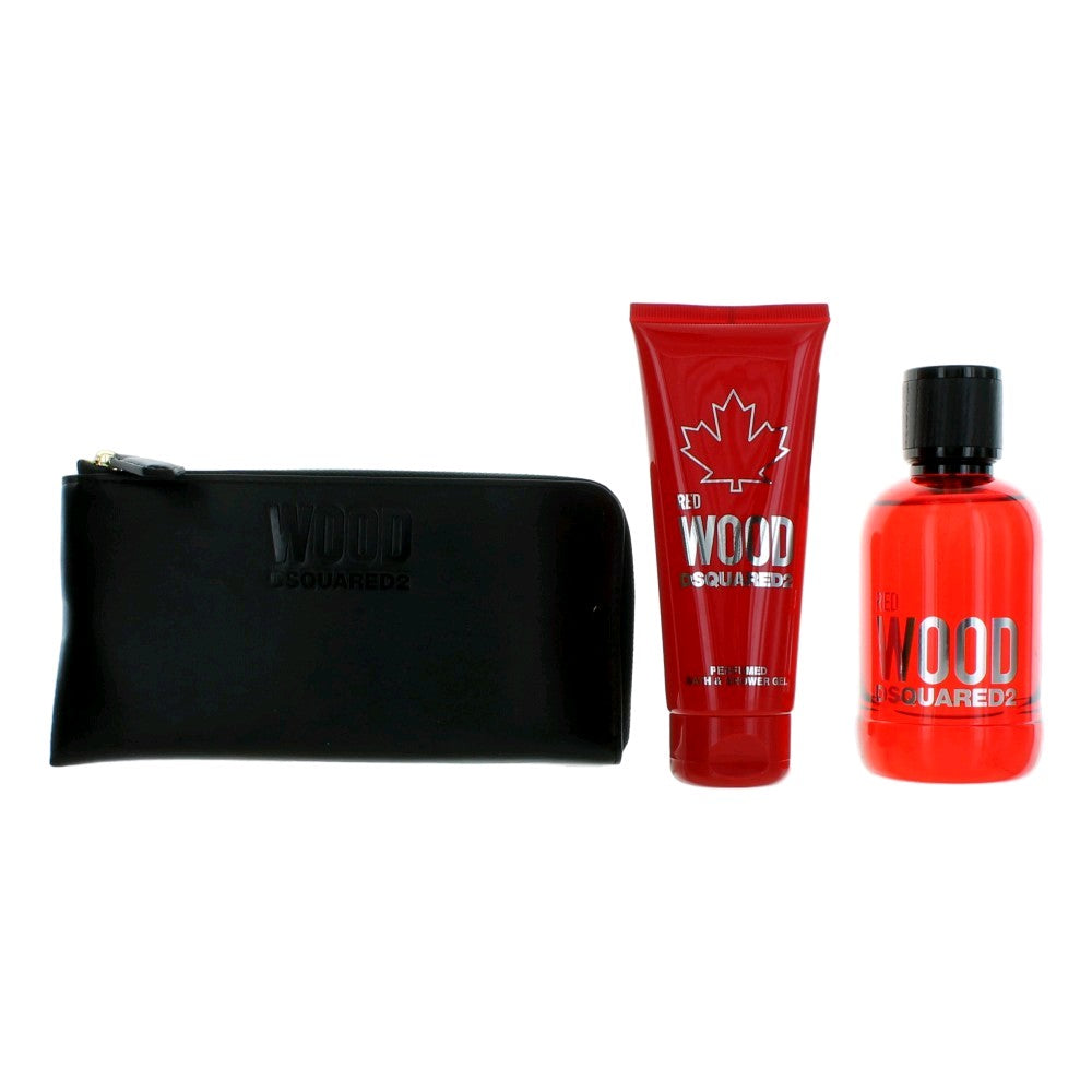 Bottle of Red Wood by Dsquared2, 3 Piece Gift Set for Women