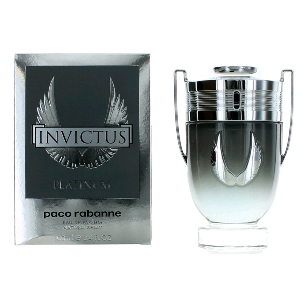 Bottle of Invictus Platinum by Paco Rabanne, 3.4 oz Eau De Parfum Spray for Men