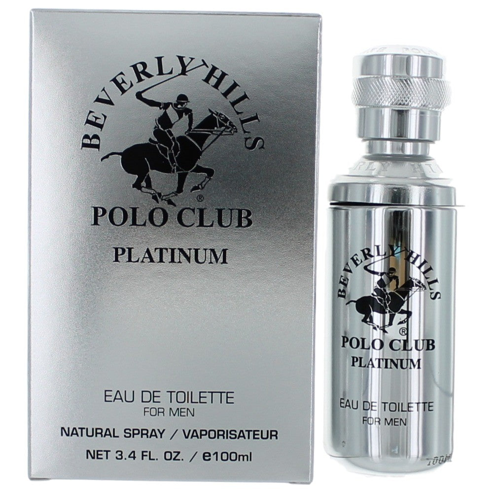 Bottle of BHPC Platinum by Beverly Hills Polo Club, 3.4 oz Eau De Toilette Spray for Men