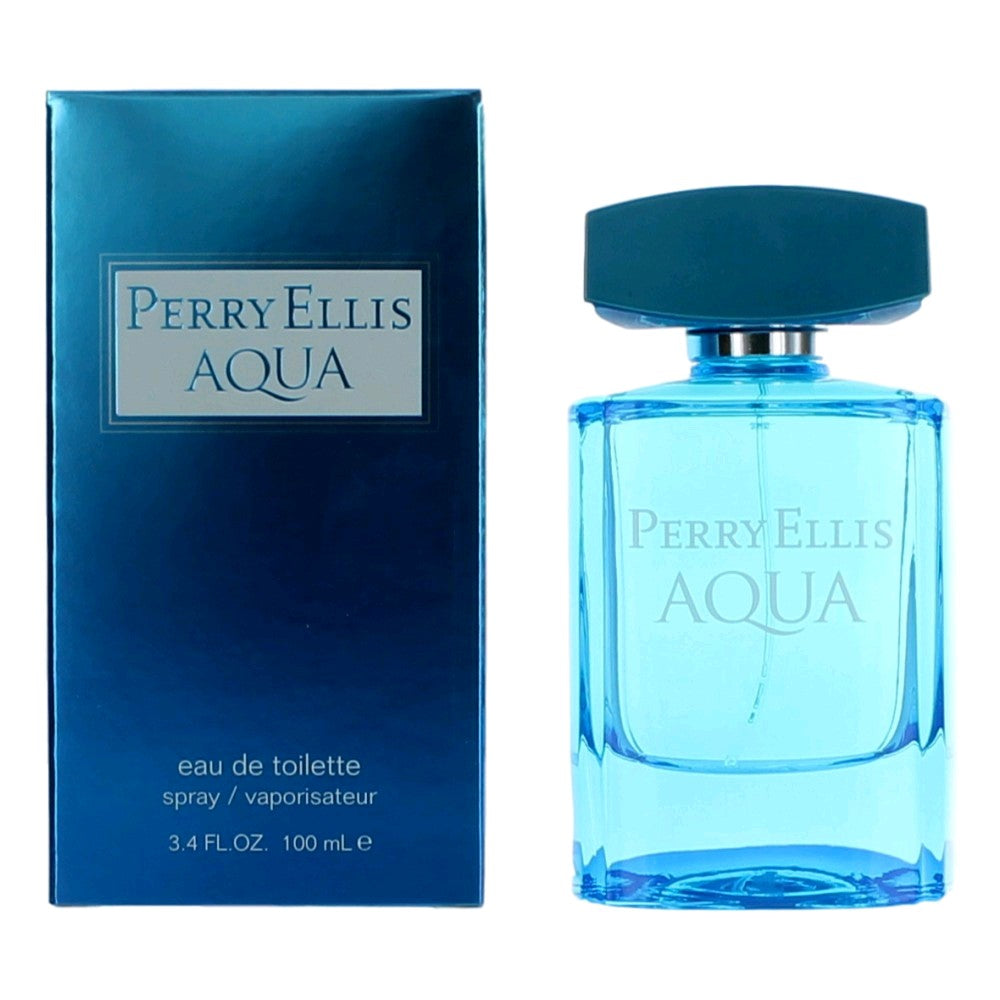Bottle of Perry Ellis Aqua by Perry Ellis, 3.4 oz Eau De Toilette Spray for Men
