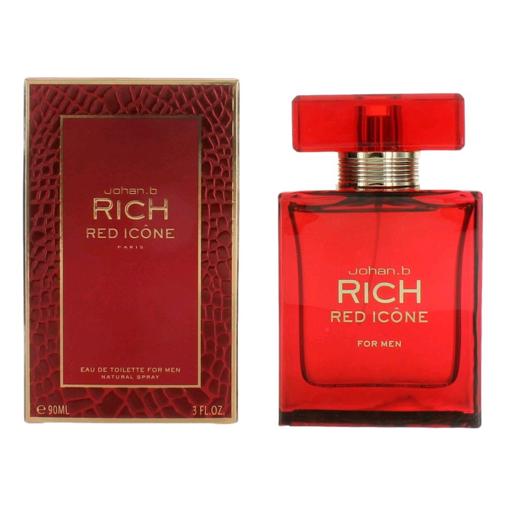 Bottle of Rich Red Icone by Johan.b, 3 oz Eau De Toilette Spray for Men