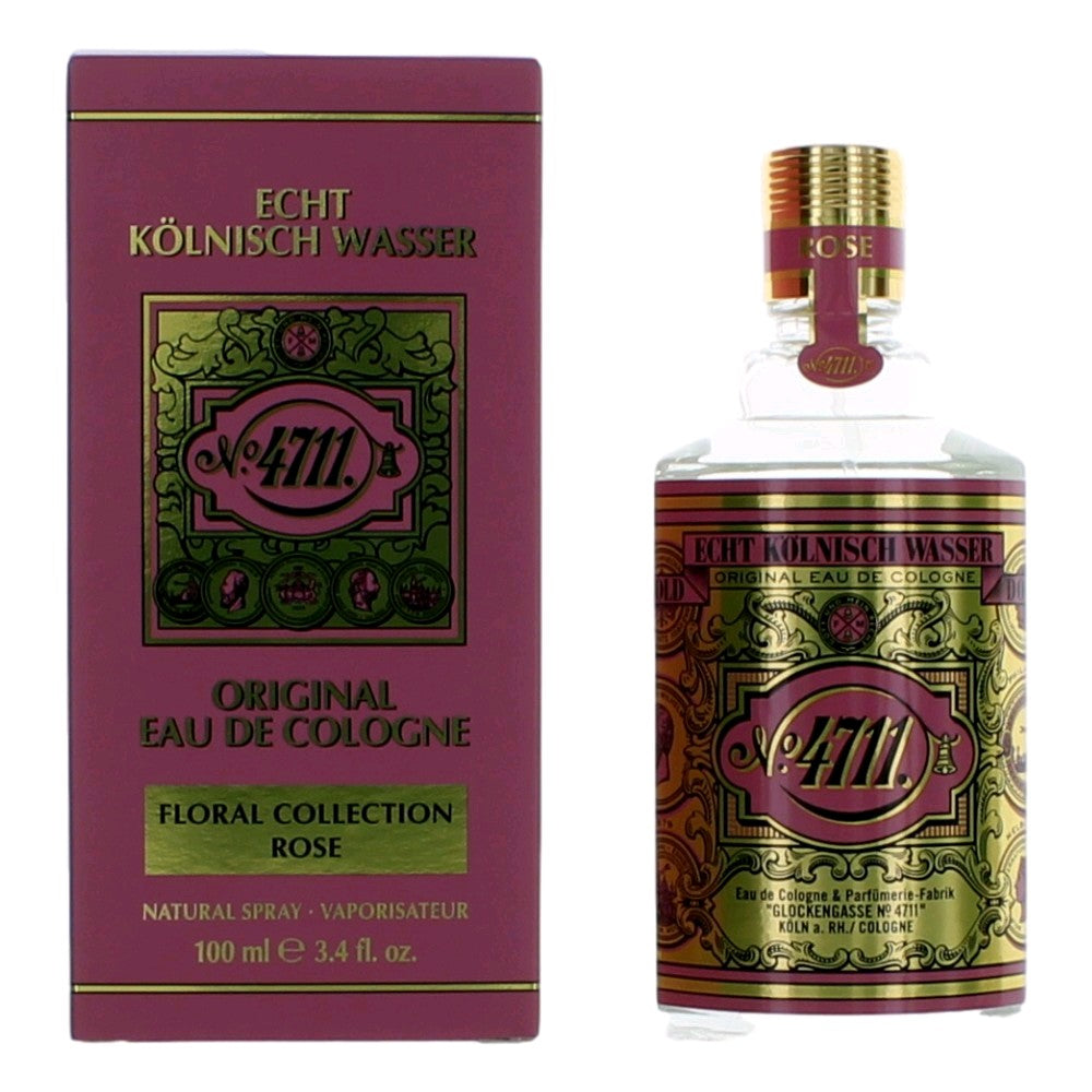 Bottle of 4711 Floral Collection Rose by 4711, 3.4 oz Eau De Cologne Spray for Unisex