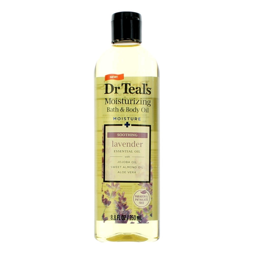 Bottle of Soothing Lavender Essential Oil by Dr. Teal's, 8.8 oz Moisturizing Bath & Body Oil