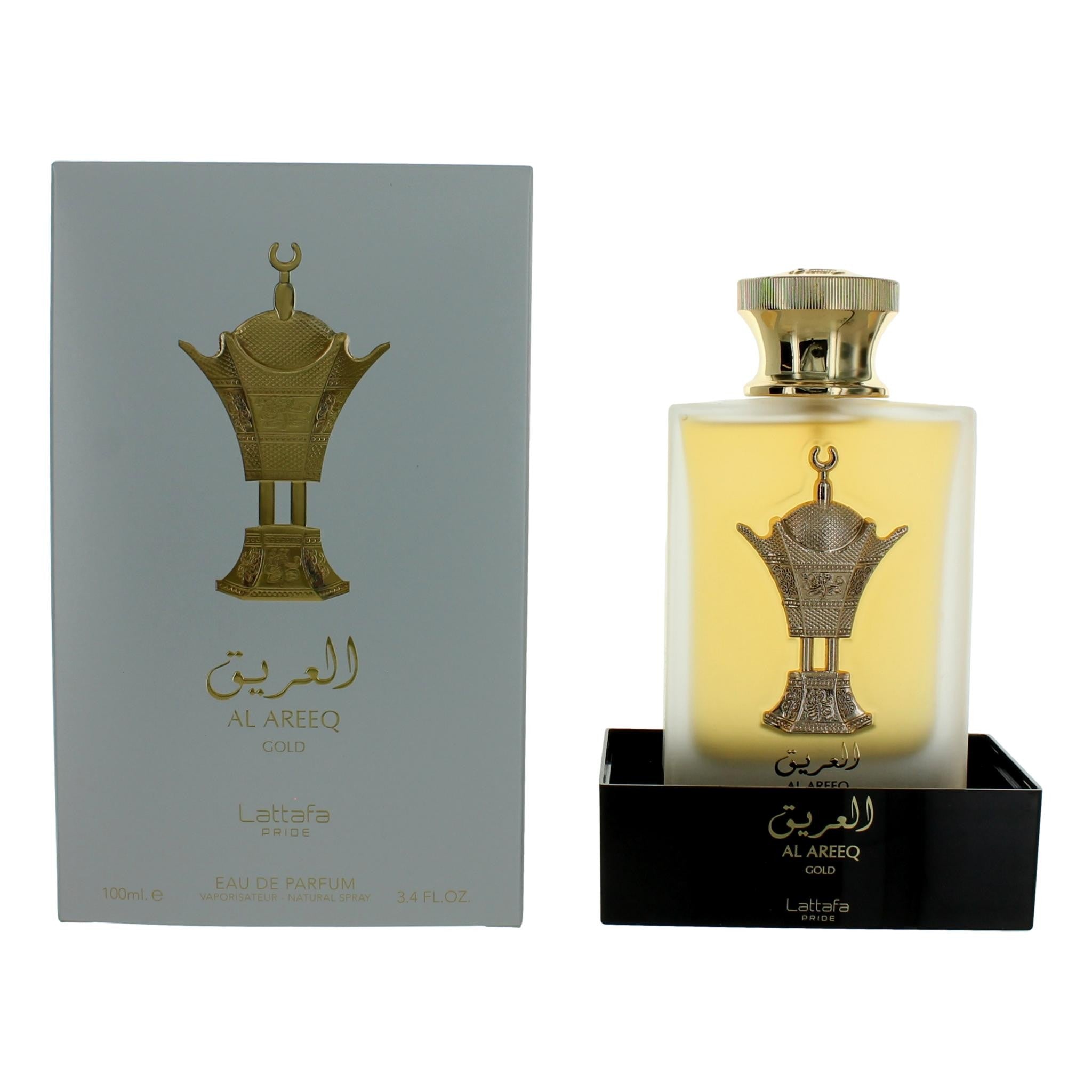 Bottle of Al Areeq Gold by Lattafa, 3.4 oz Eau De Parfum Spray for Unisex