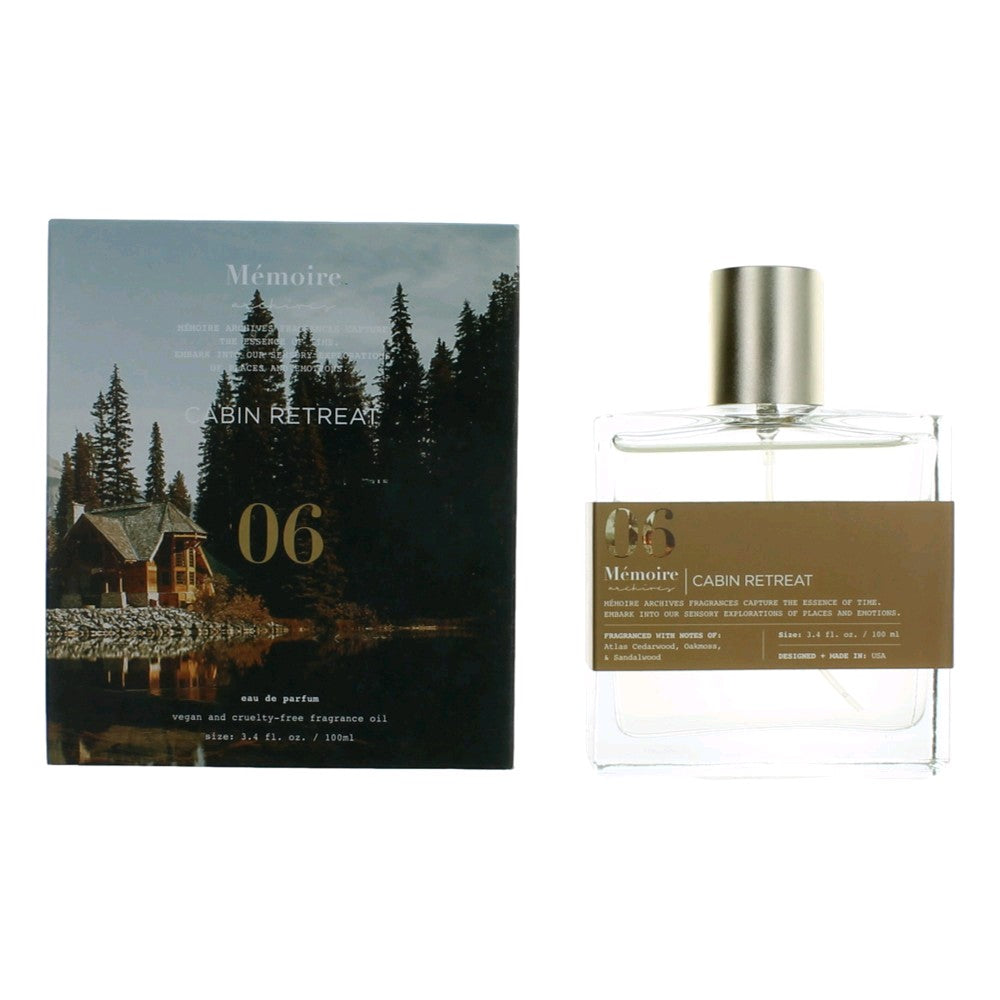 Bottle of Cabin Retreat by Memoire Archives, 3.4 oz Eau De Parfum Spray for Unisex