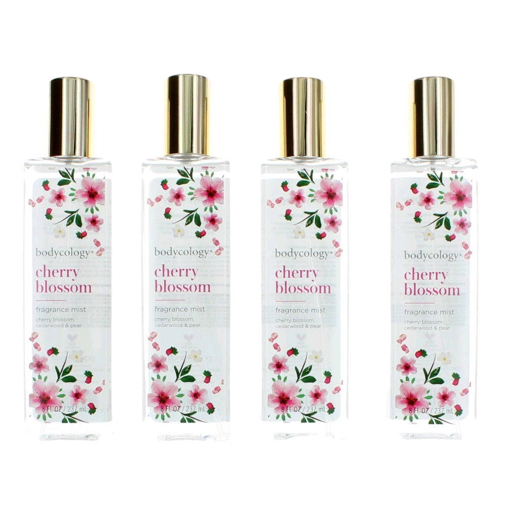 Bottle of Cherry Blossom by Bodycology, 4 Pack 8 oz Fragrance Mist for Women