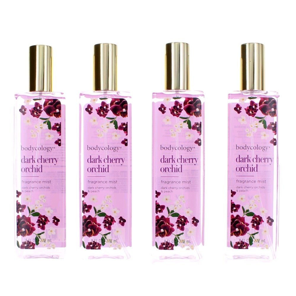 Bottle of Dark Cherry Orchid by Bodycology, 4 Pack 8 oz Fragrance Mist for Women