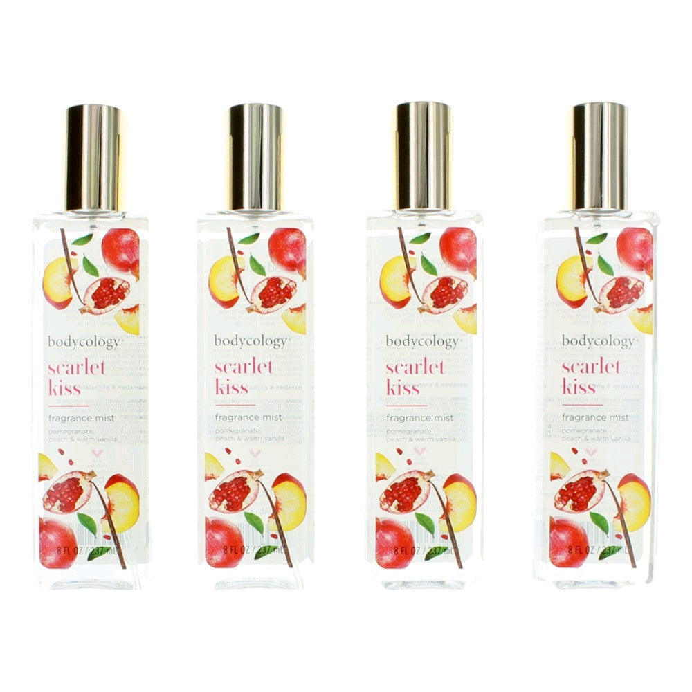 Bottle of Scarlet Kiss by Bodycology, 4 Pack 8 oz Fragrance Mist for Women