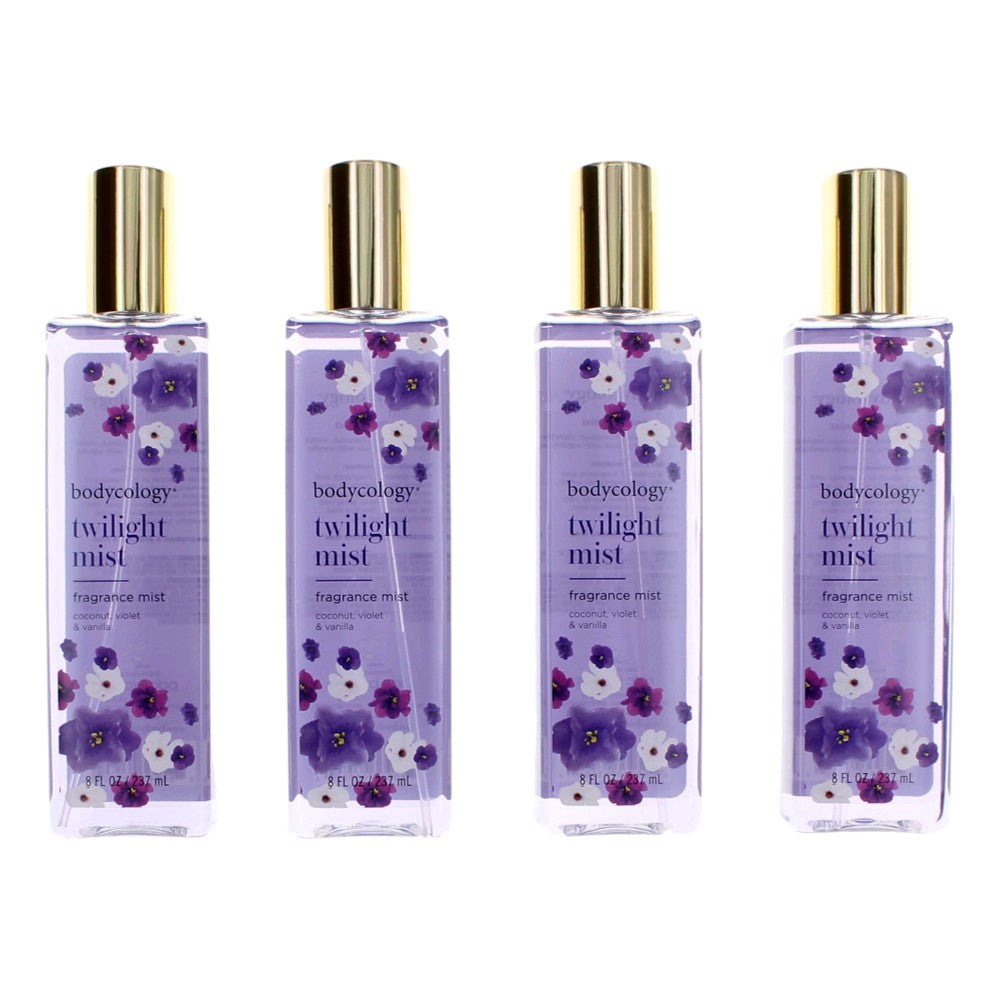 Bottle of Twilight Mist by Bodycology, 4 Pack 8 oz Fragrance Mist for Women