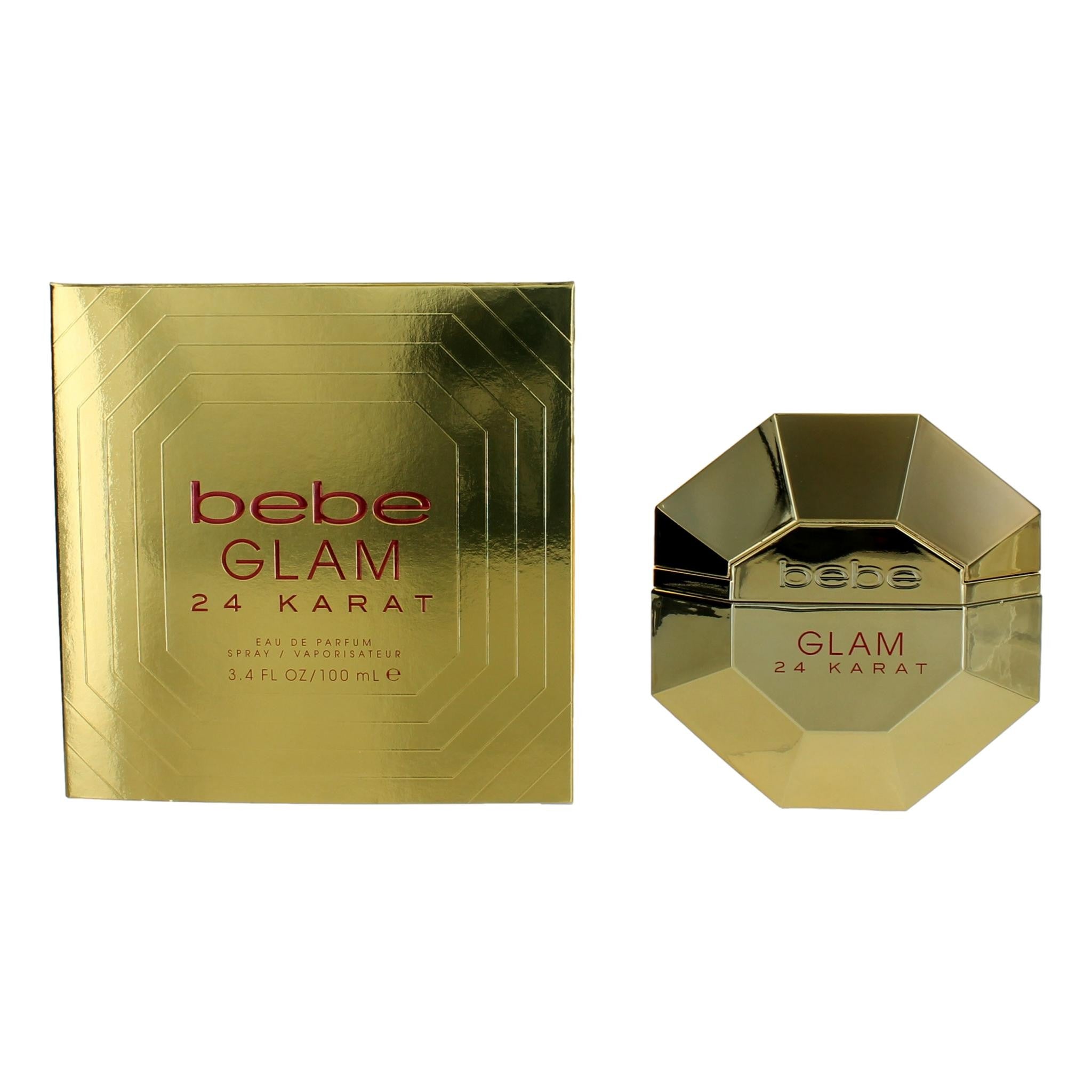 Bottle of bebe Glam 24 Karat by bebe, 3.4 oz Eau De Parfum Spray for Women