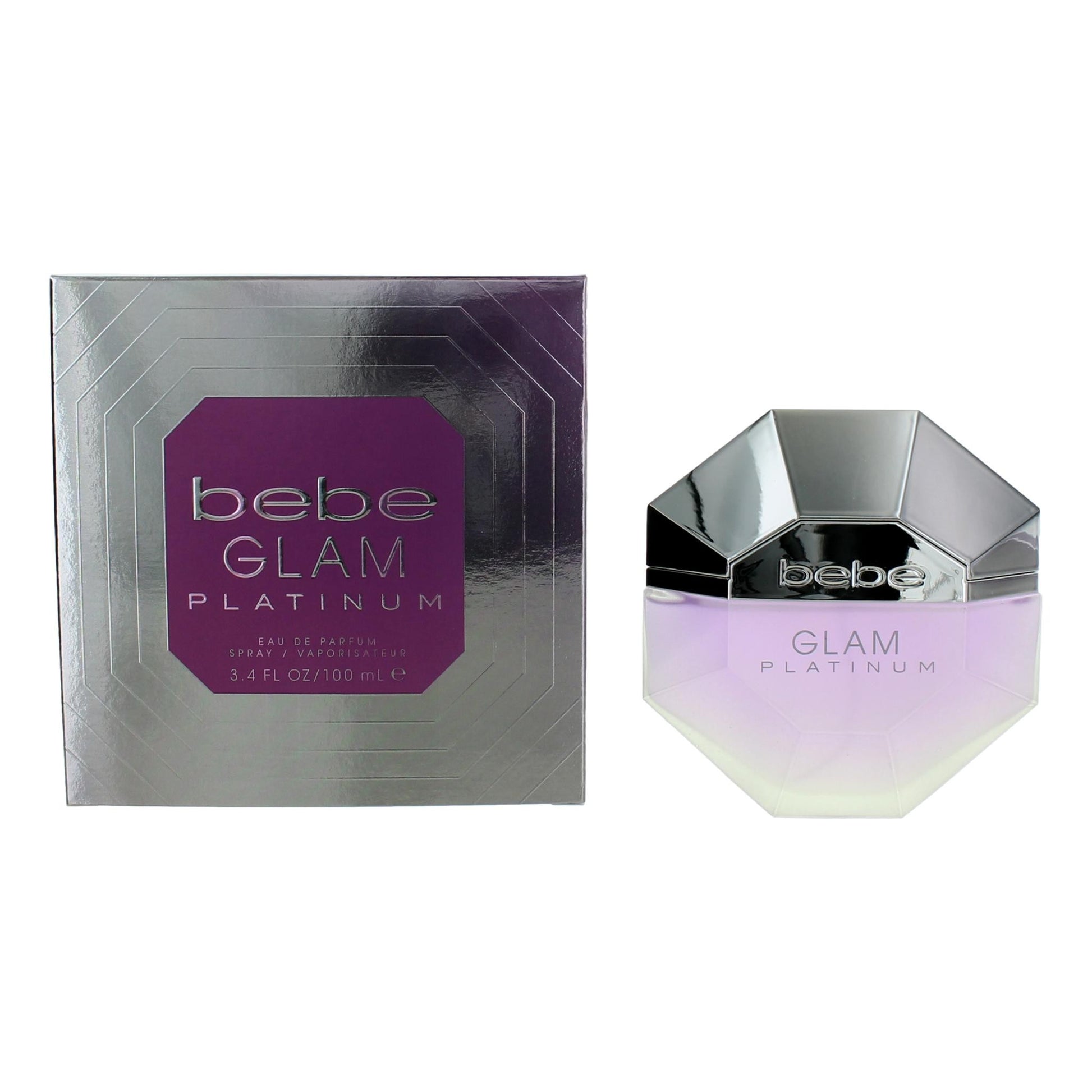 Bottle of bebe Glam Platinum by bebe, 3.4 oz Eau de Parfum Spray for Women