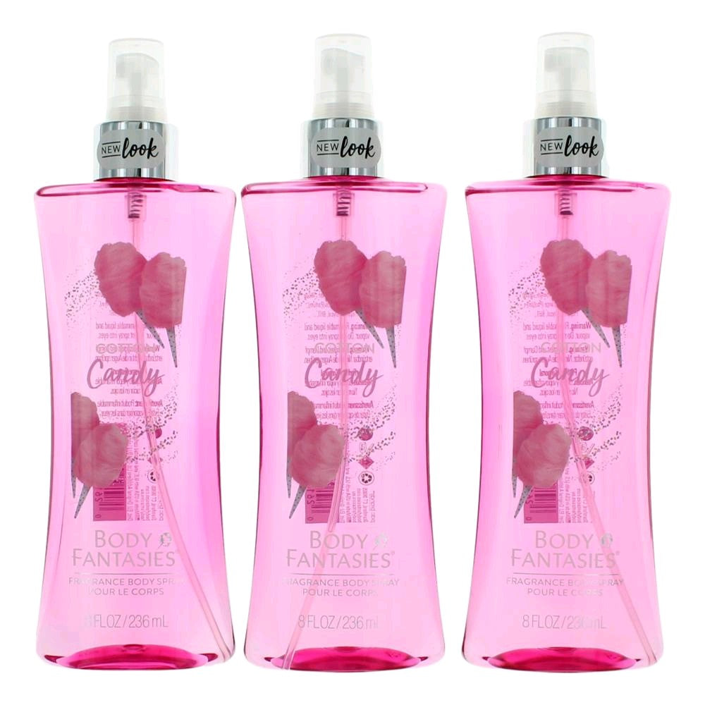 Bottle of Cotton Candy by Body Fantasies, 3 Pack 8 oz Fragrance Body Spray for Women