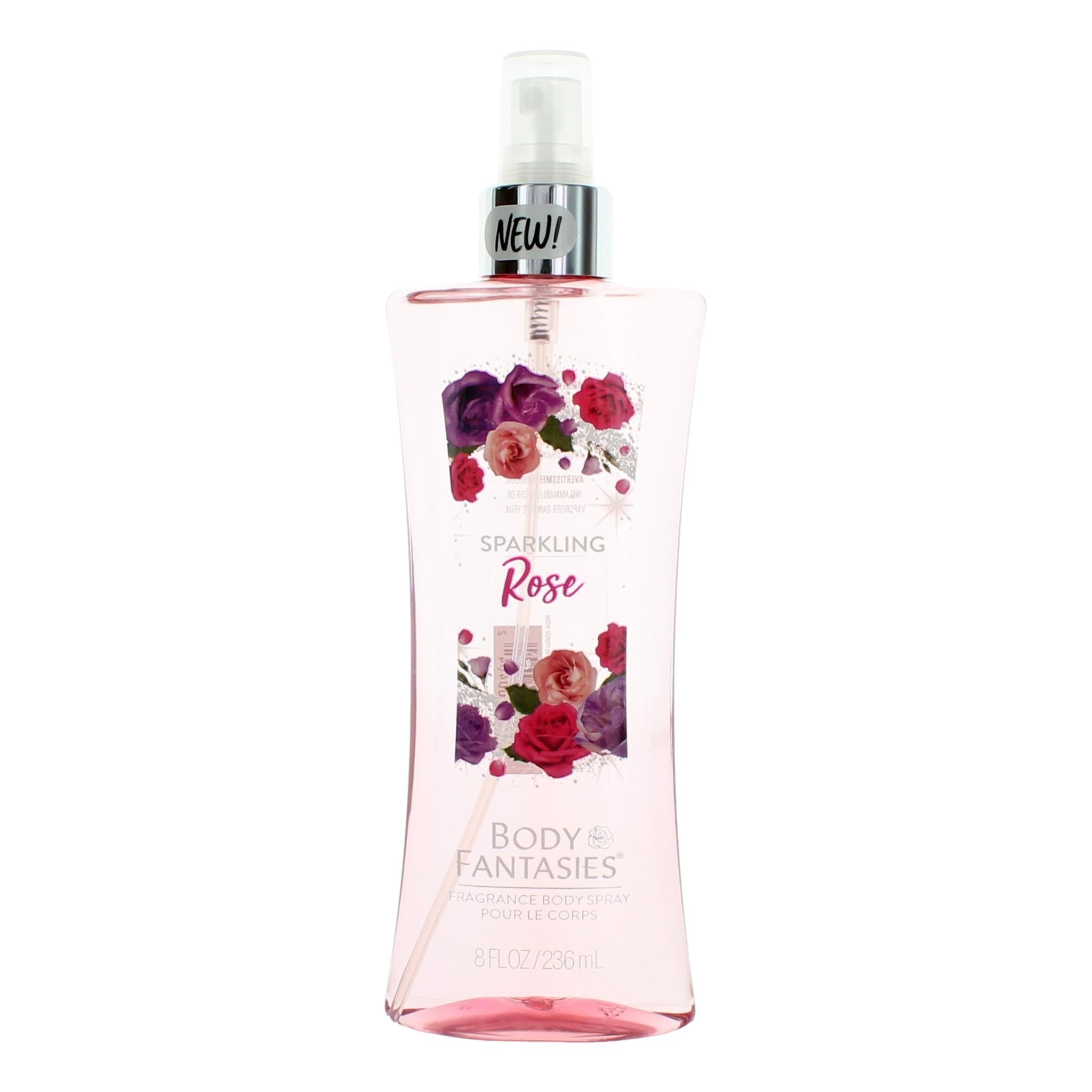 Bottle of Sparkling Roses by Body Fantasies, 8 oz Fragrance Body Spray for Women