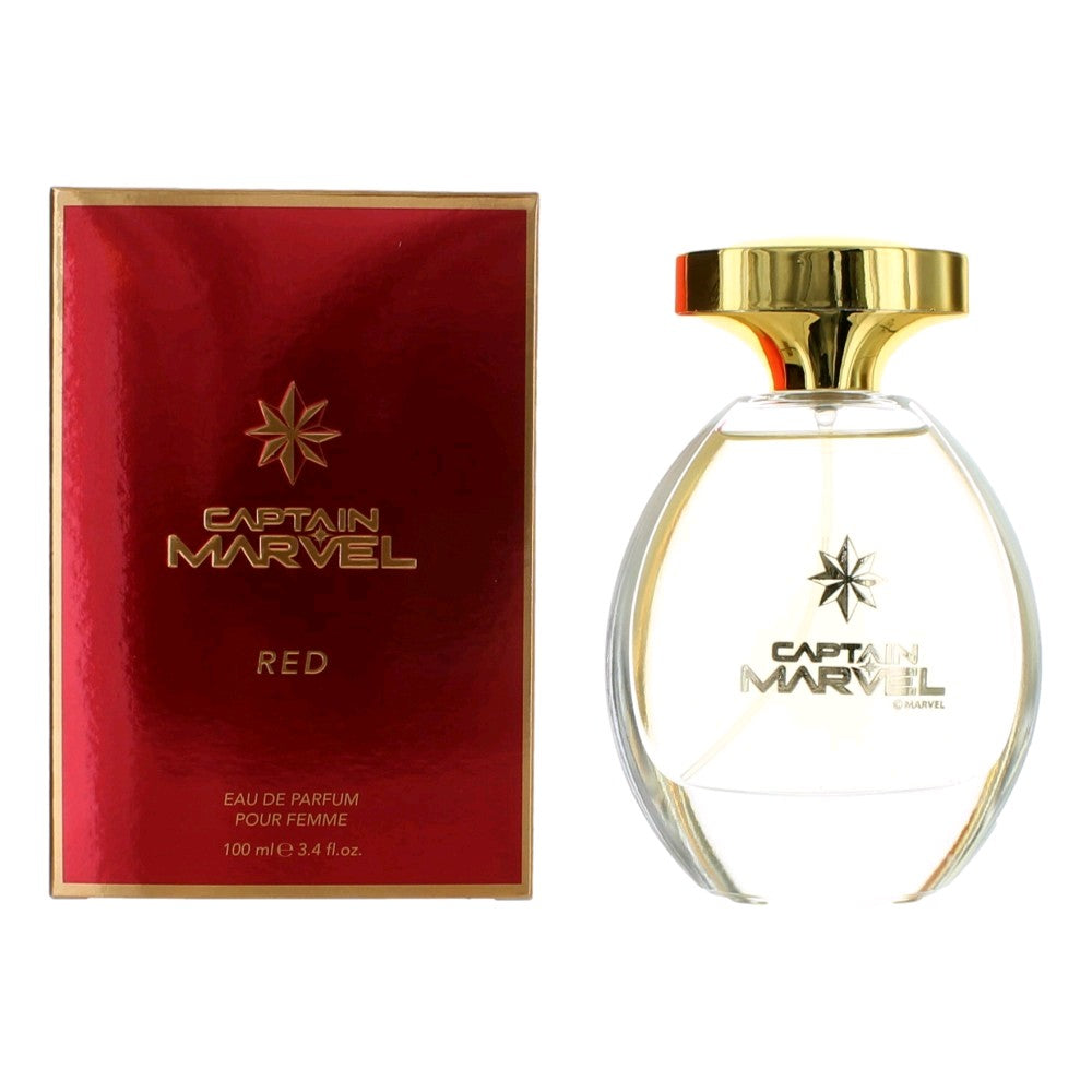 Bottle of Captain Marvel Red by Marvel, 3.4 oz Eau De Parfum Spray for Women