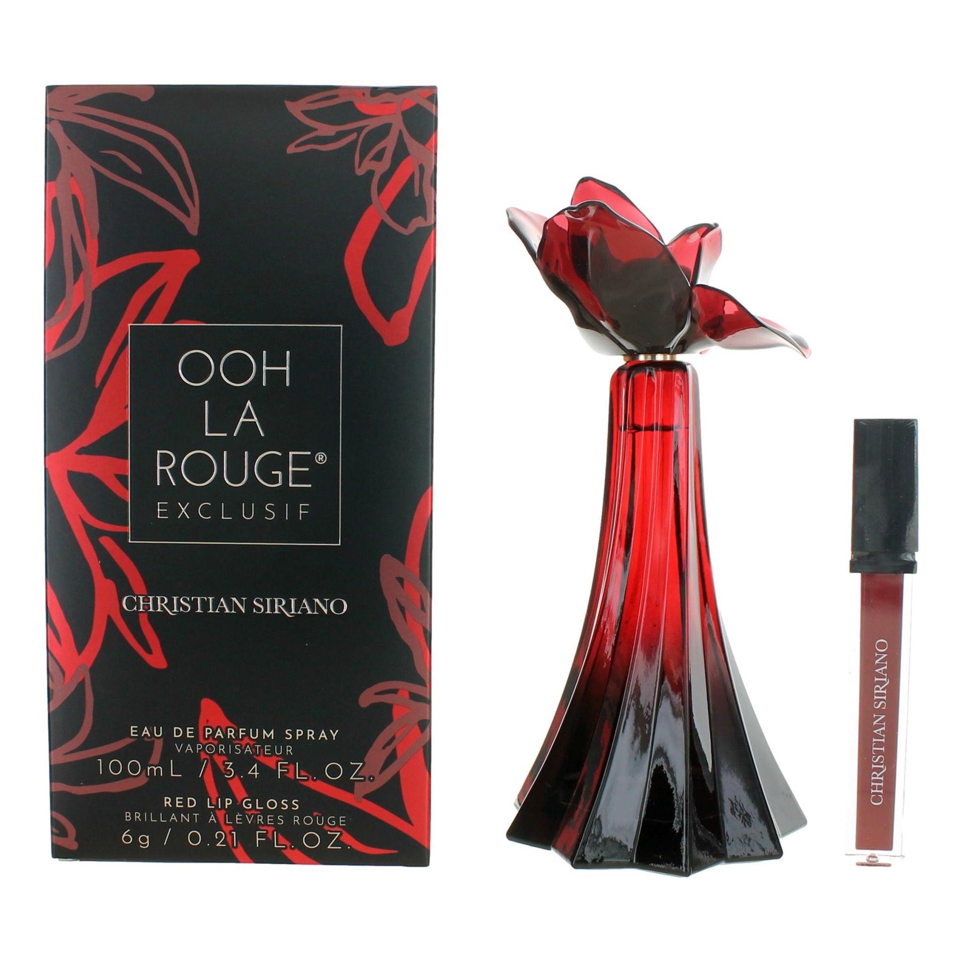 Bottle of Ooh La Rouge Exclusif by Christian Siriano, 3.4 oz Eau De Parfum Spray for Women with Lip Gloss