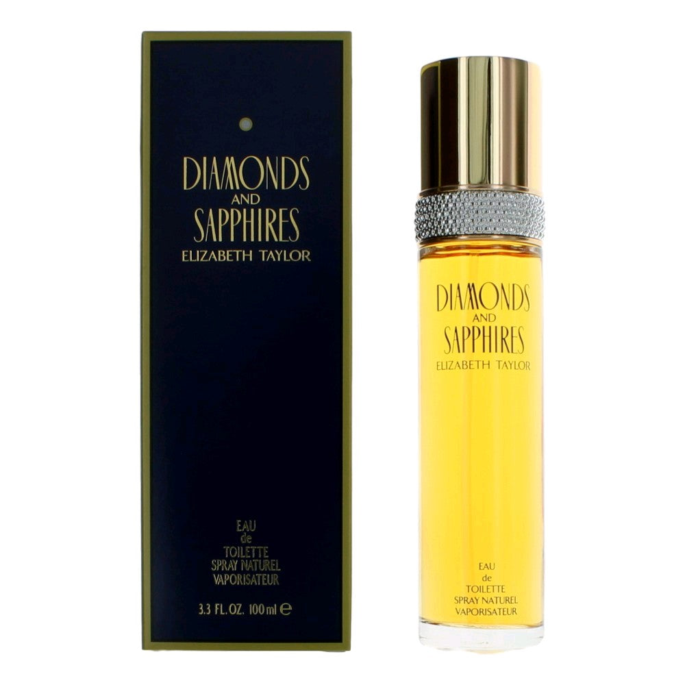 Bottle of Diamonds & Sapphires by Elizabeth Taylor, 3.3 oz Eau De Toilette Spray for Women