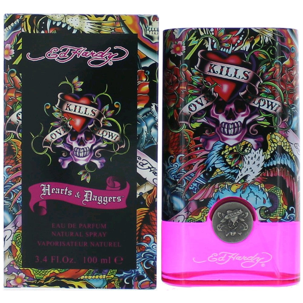 Bottle of Ed Hardy Hearts & Daggers by Christian Audigier, 3.4 oz Eau De Parfum Spray for Women