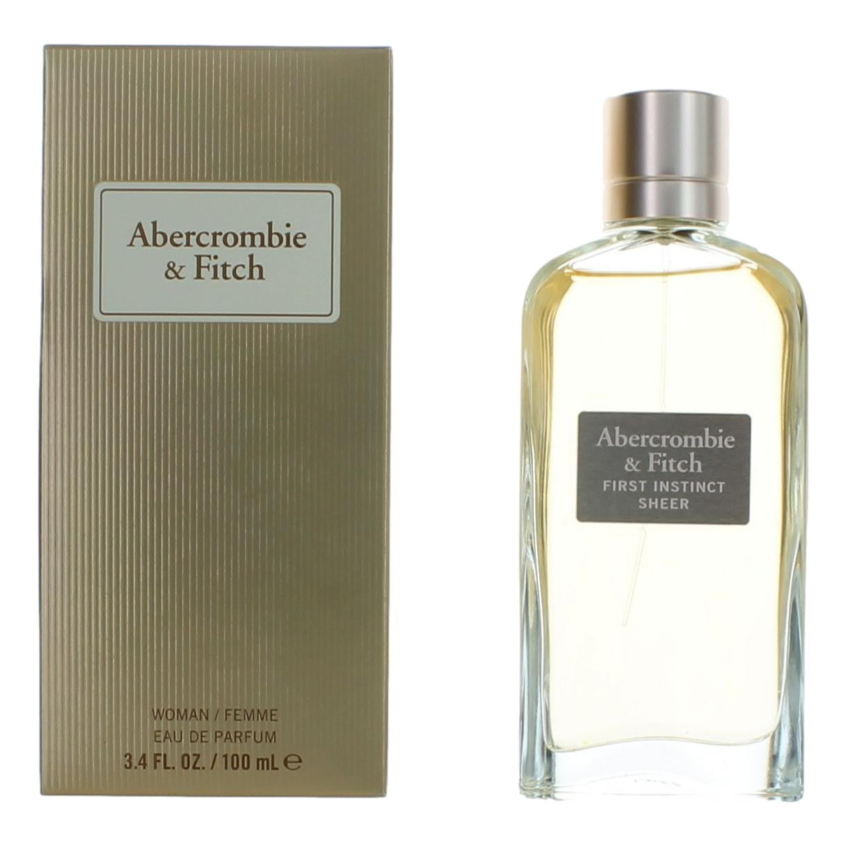 Bottle of First Instinct Sheer by Abercrombie & Fitch, 3.4 oz Eau De Parfum Spray for Women