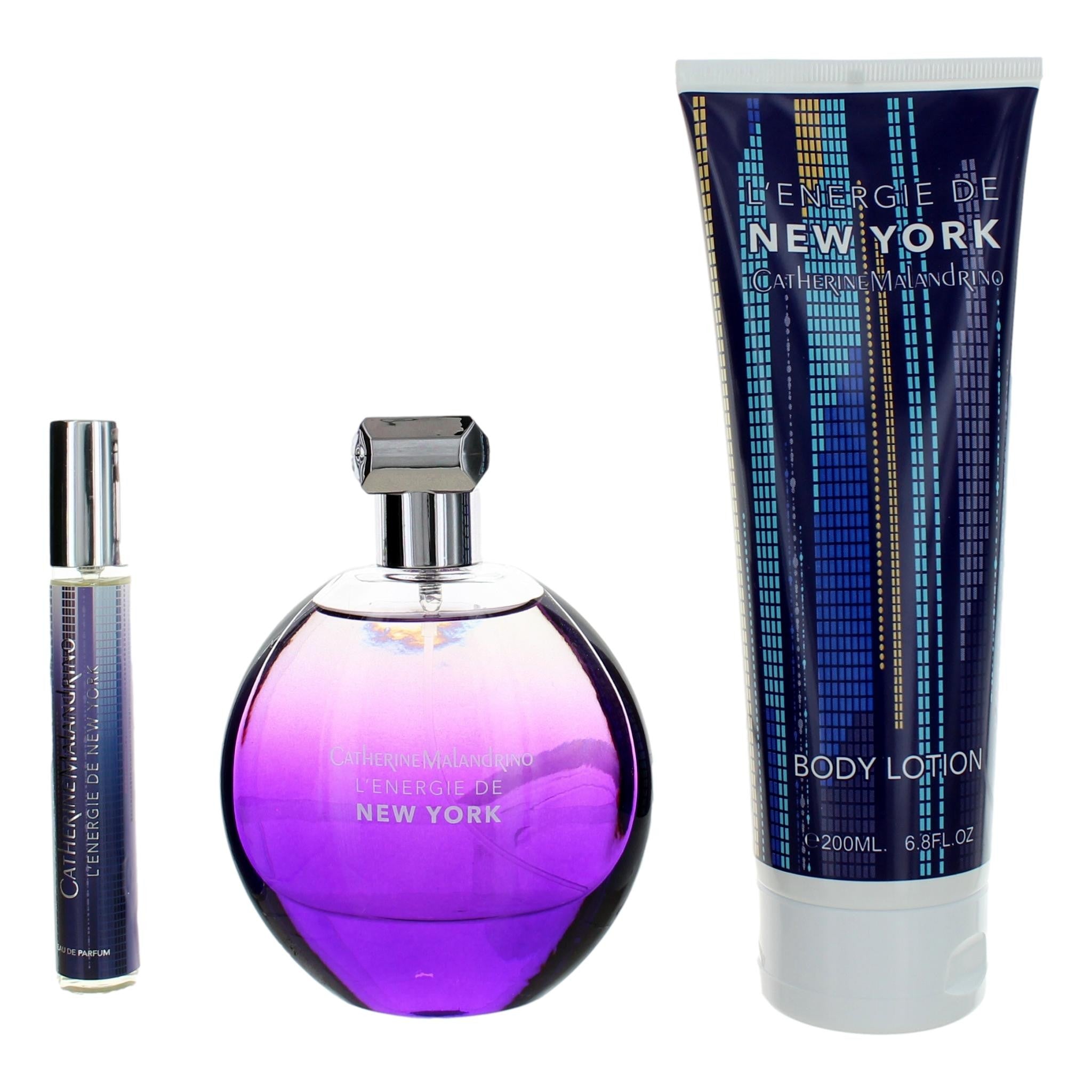 Bottle of L'Energie De New York by Catherine Malandrino, 3 Piece Gift Set for Women