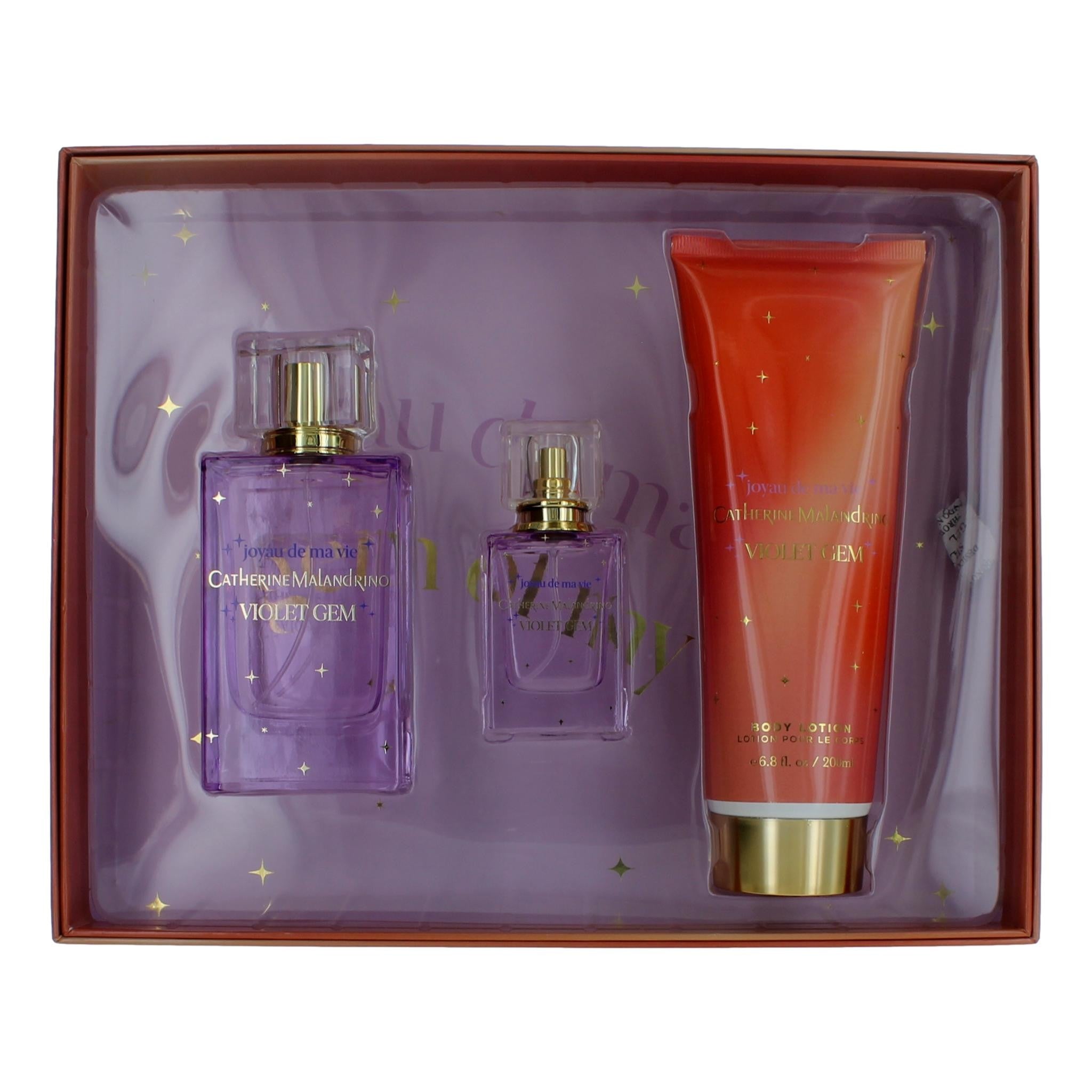 Bottle of Violet Gem by Catherine Malandrino, 3 Piece Gift Set for Women